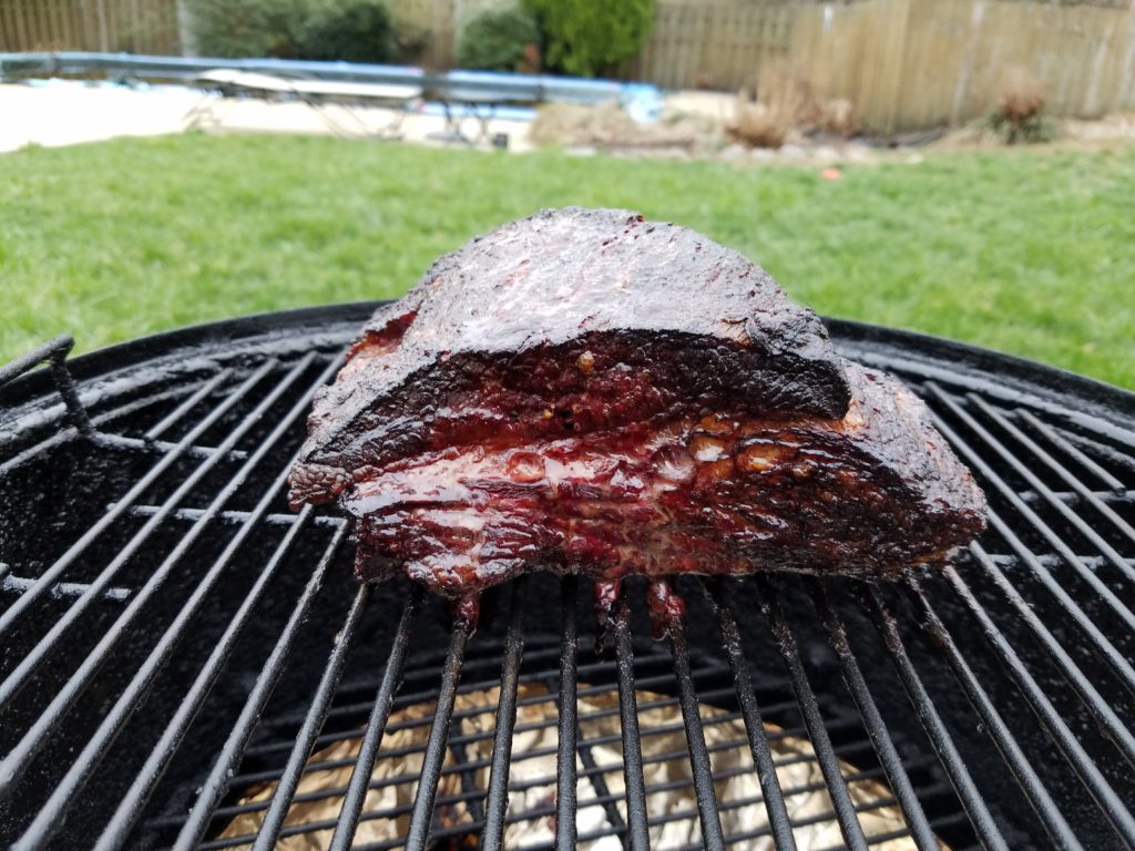 Brisket pulled after 6.5 hours, first attempt