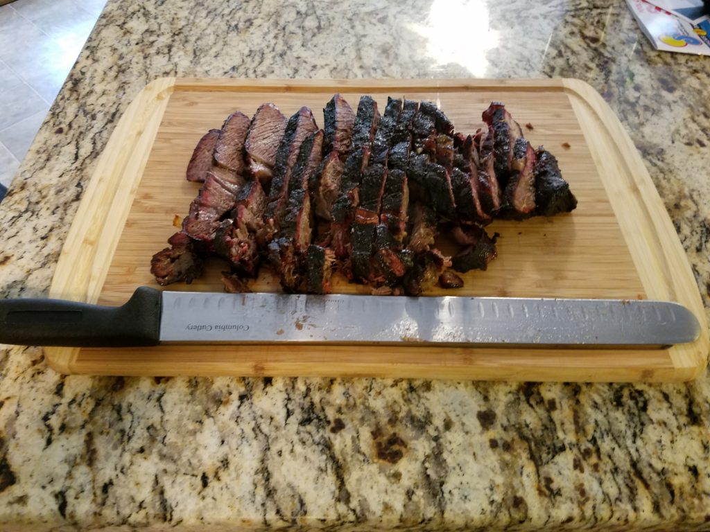 Finished smoked chuck roast resting before slicing
