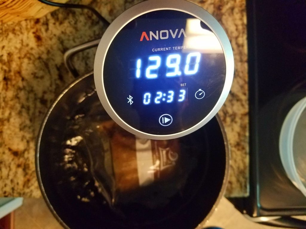 Sous vide water level checked partway through the 24 hour cook