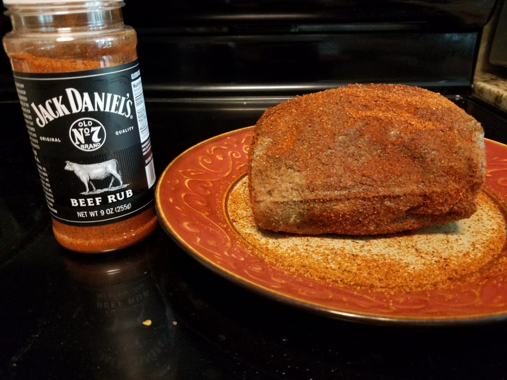 Eye round seasoned again before going on the smoker