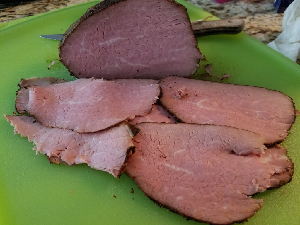 Finished sliced eye round roast beef