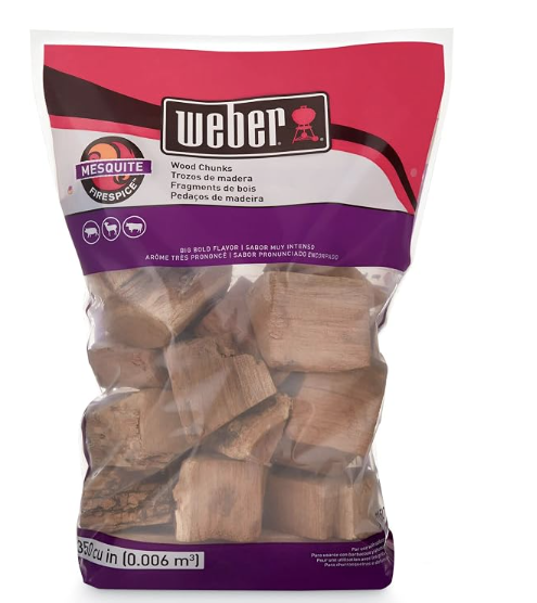 Mesquite wood chunks, used for a strong smoke flavor on brisket