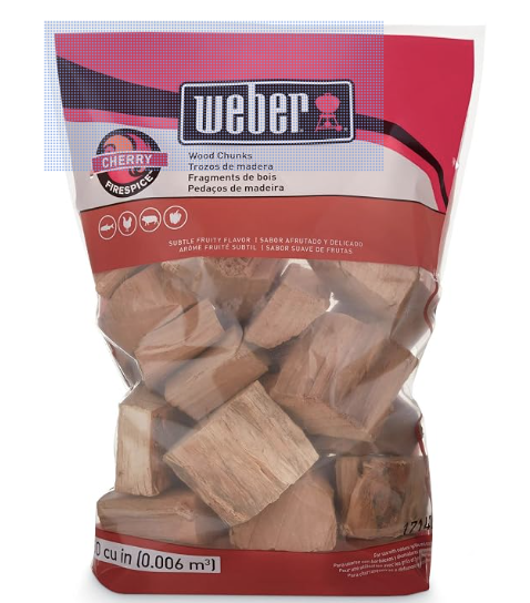 Cherry wood chunks, used for smoking chicken, turkey, almonds, and brisket